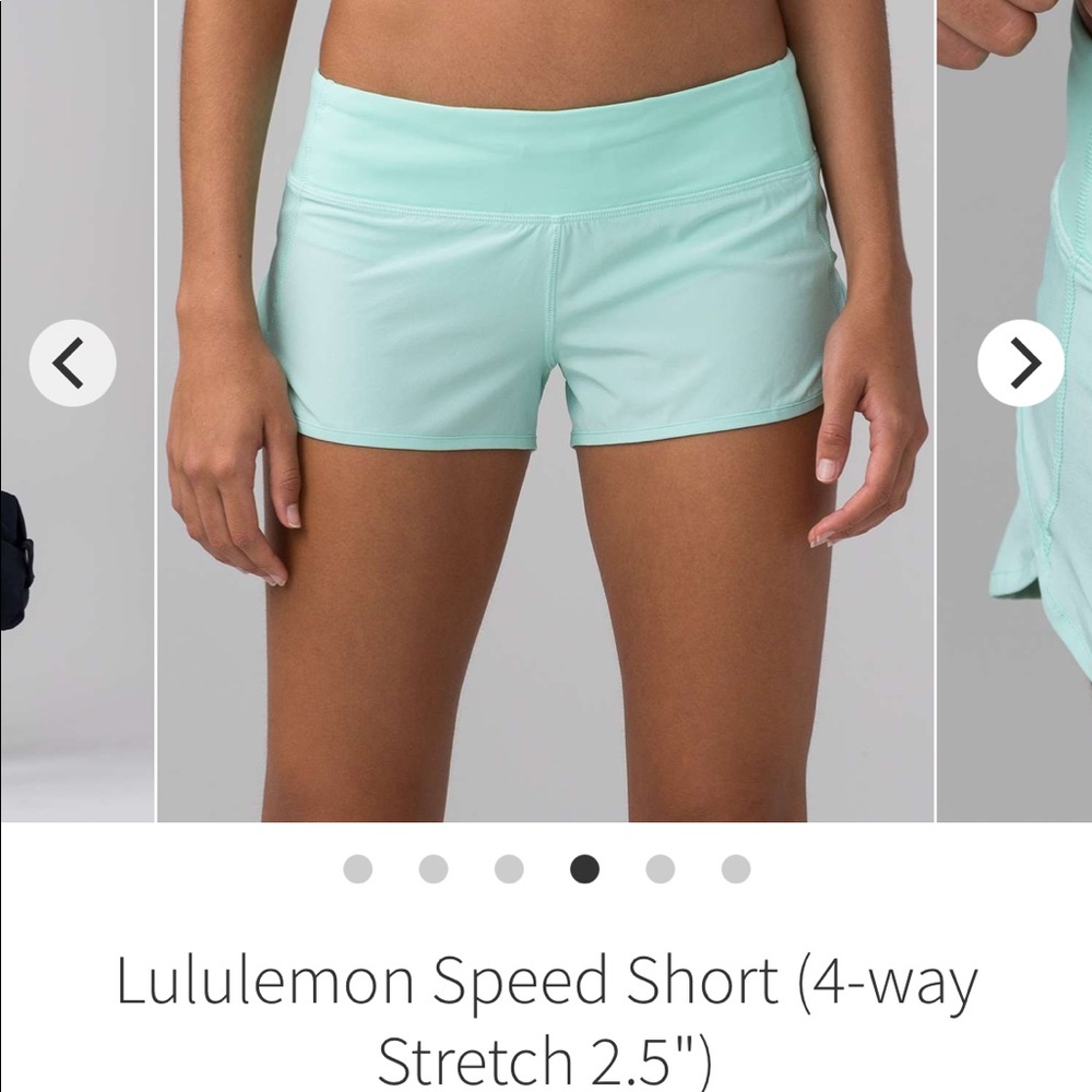 Lululemon speed shorts, mint green size 4